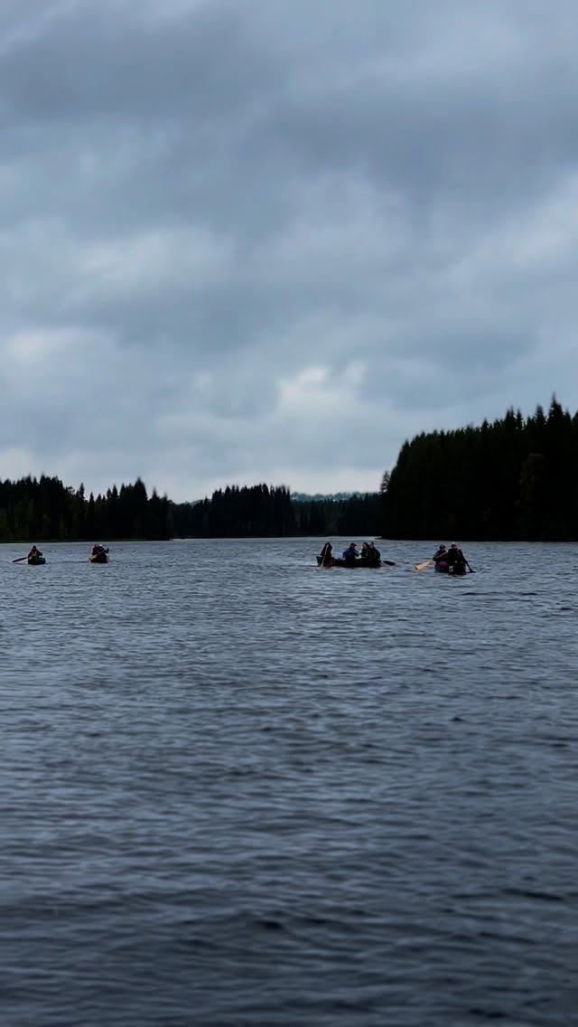 Canoes in the distance on an overcast day