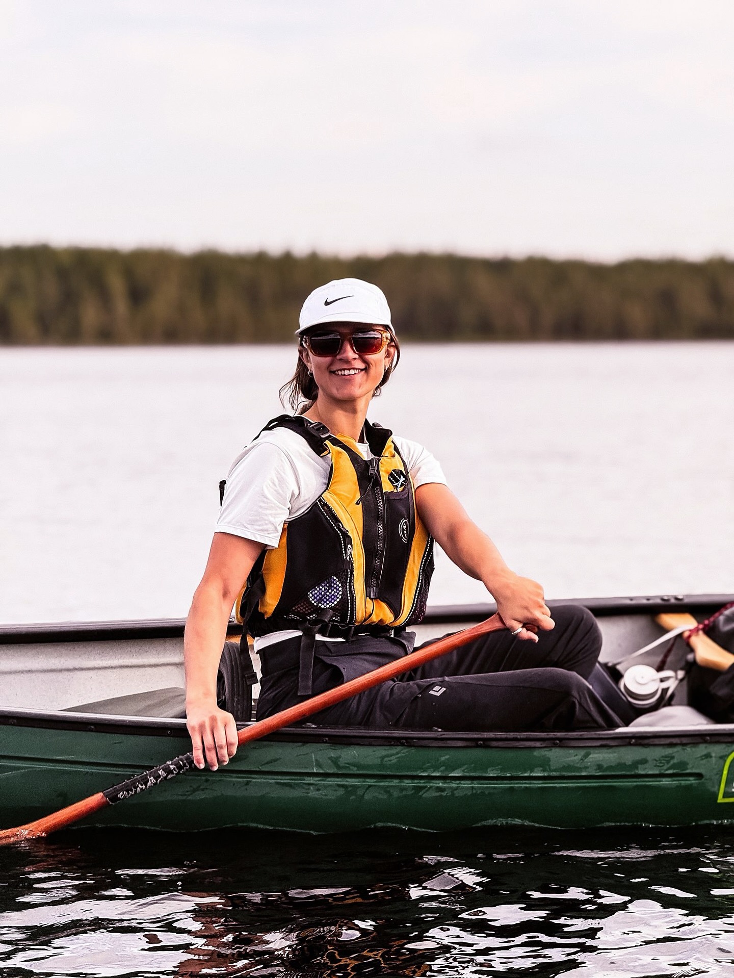 Anja Larsson Clifford paddling a canoe
